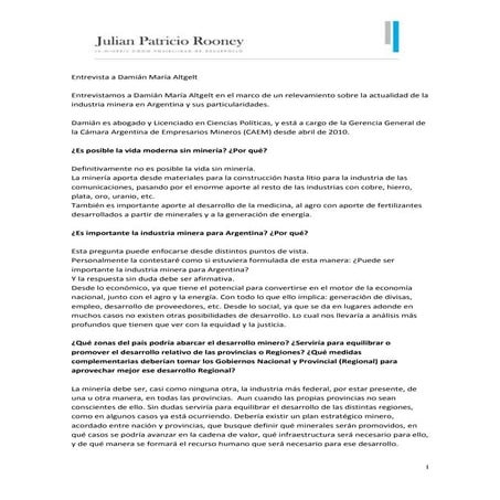 Entrevista a Damián María Altgelt