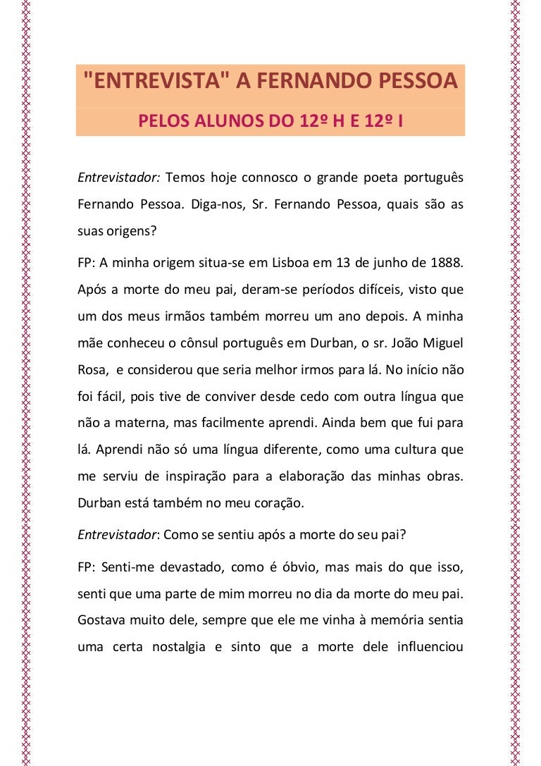 Entrevista A Fernando Pessoa