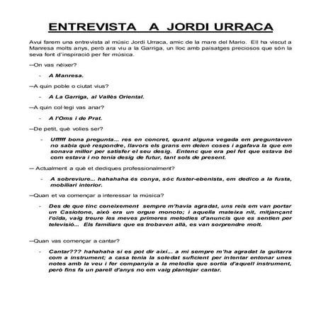 Entrevista a Jordi Urraca 