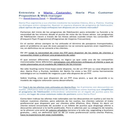 Entrevista a Marta Castander, Iberia Plus