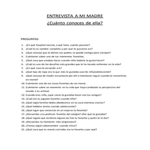Entrevista a mi madre