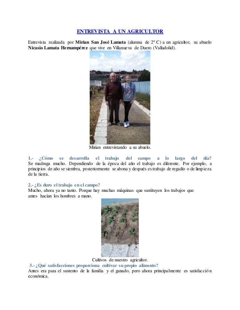 Entrevista a un agricultor