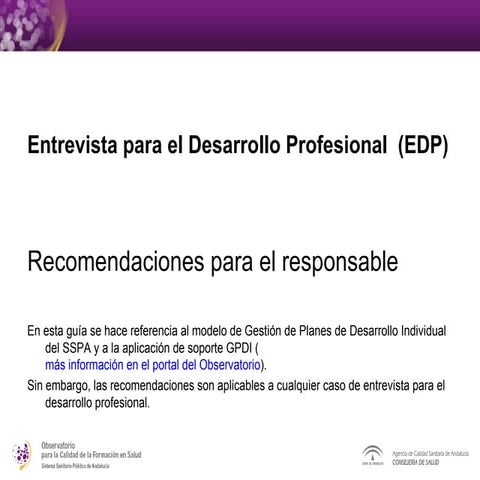 Entrevista para el desarrollo profesional - Recomendaciones para responsables...