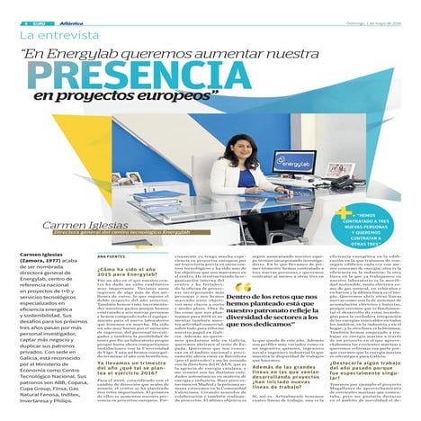 Entrevista Atlantico Diario - 1 Mayo 2016. Carmen Iglesias Escudero