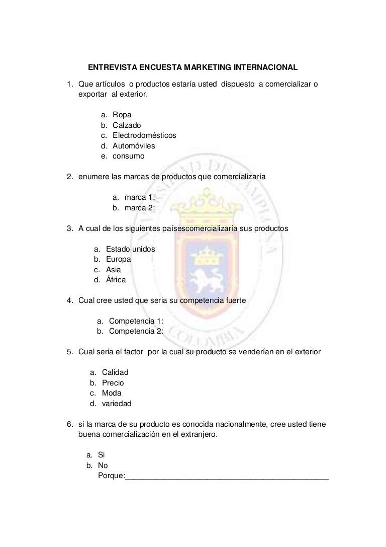 entrevista encuesta marketing internacional marketing intern cover letter