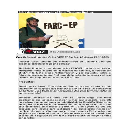 Entrevista exclusiva con el Cdte. Timoleón Jiménez