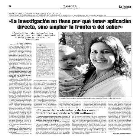 Entrevista Periodico La Opinion amora abril 2010 - Carmen Iglesias Escudero