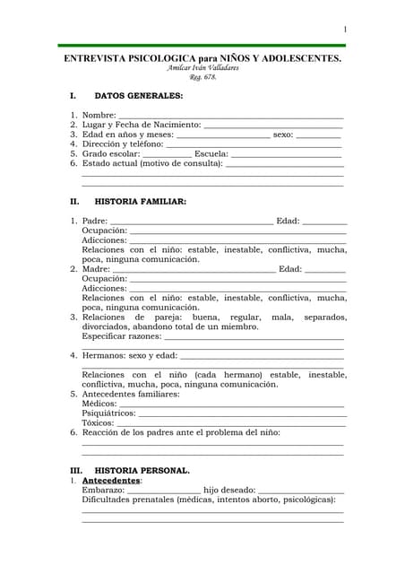 Entrevista psicologica infantil