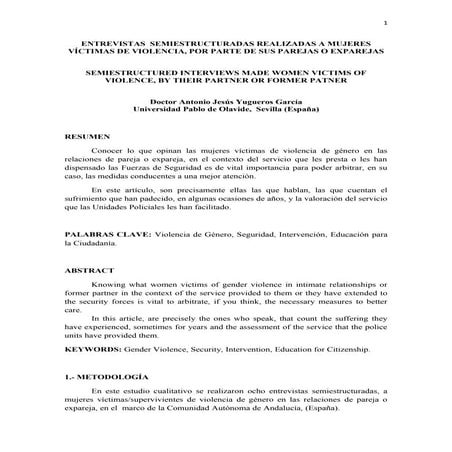 ENTREVISTAS SEMIESTRUCTURADAS REALIZADAS A MUJERES VÍCTIMAS DE VIOLENCIA, POR...