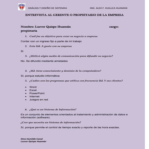Entrevista y encuesta   analisis y diseño de sistemas
