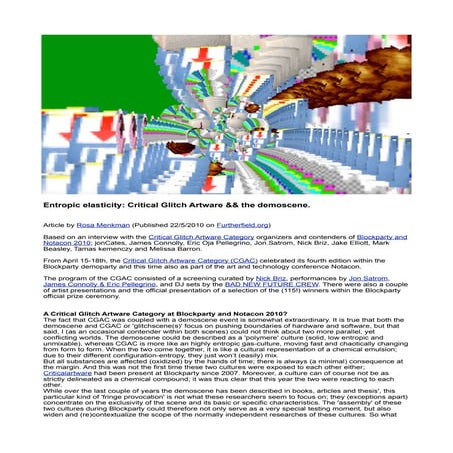 Entropic elasticity: critical glitch artware && the demoscene
