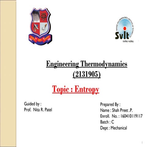 Entropy change during thermodynamic process