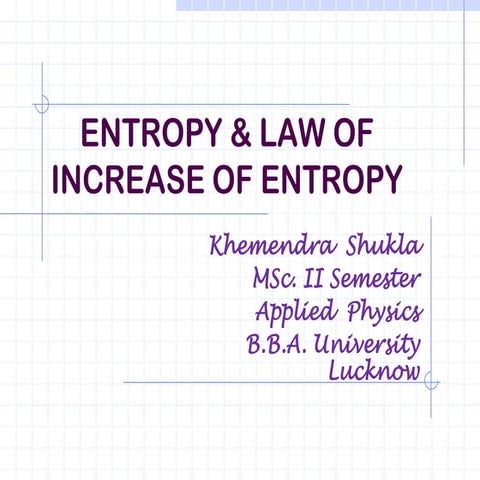 Entropy : statistical approach