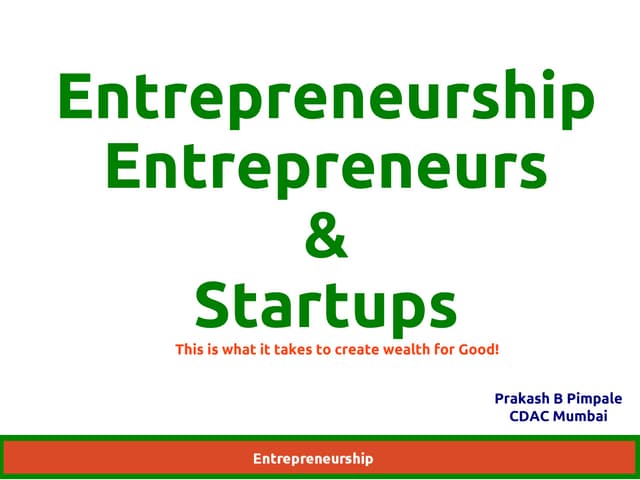 Entrepreneurship and Startups - Introduction