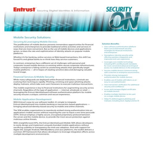 Entrust Mobile Security Solutions