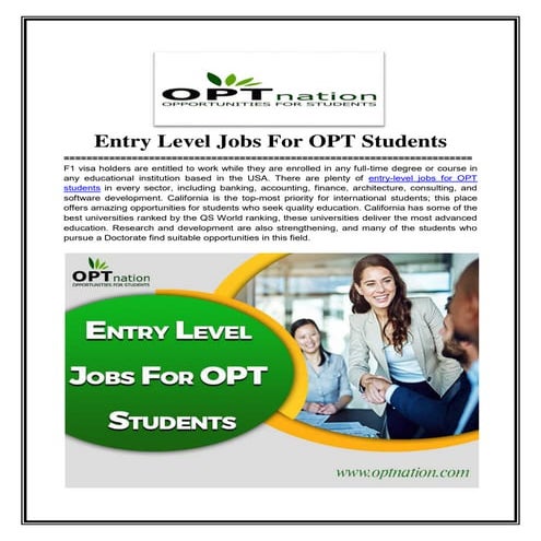 Entry-level jobs for OPT students