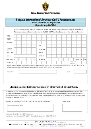 Entry form biac 2014 Entry form biac 2014