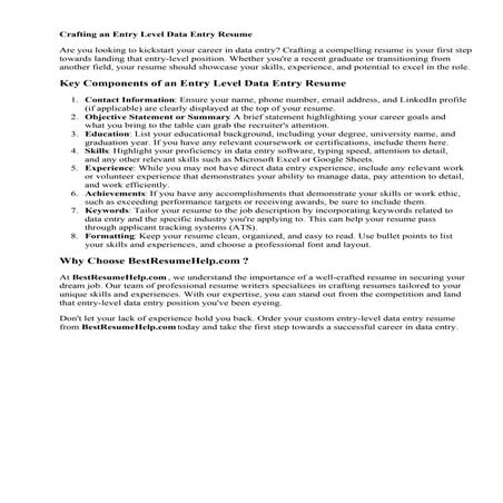 Entry Level Data Entry Resume