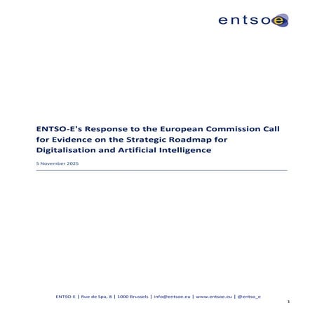 ENTSO-E's Response to the European Commission Call for Evidence on the Strate...