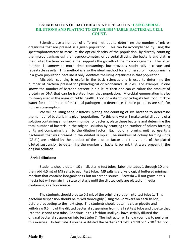 Enumeration of bacteria