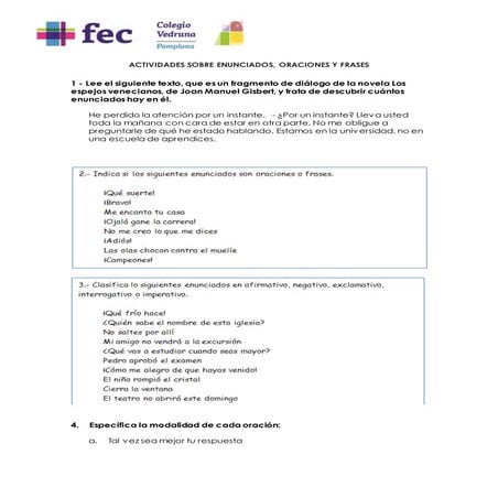 Enunciado, oración y frase.