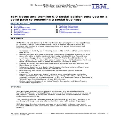 IBM Notes and Domino 9.0 Social Edition