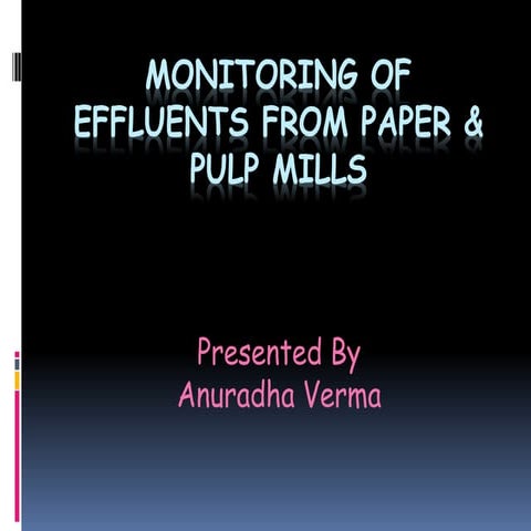 Env monitoring of effluents from paper & pulp mills