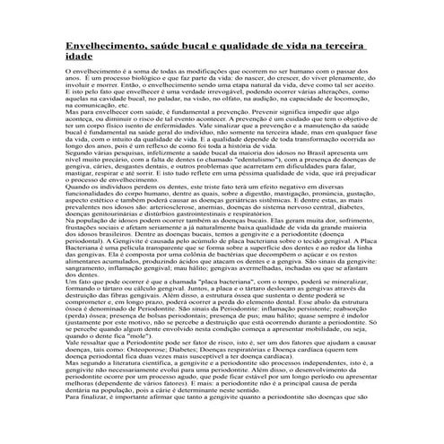 Qualidade de vida e saúde bucal na terceira idade | PDF