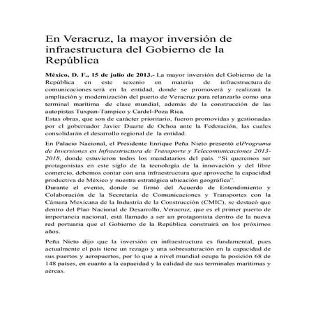 Plan de Inversión en Infraestructura para el Desarrollo con Bienestar ...