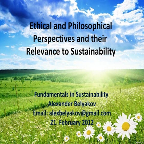 Alexander Belyakov. Ethical issues in Sustainability