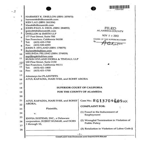 Lawsuit filed against battery startup Envia by former Envia employees