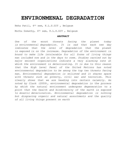 Environmenal degradation