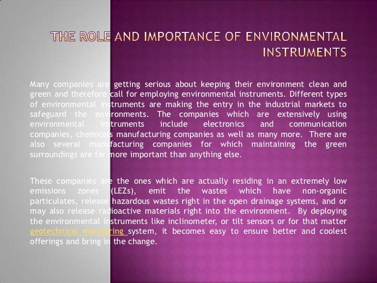 The Role and Importance of Environmental Instruments