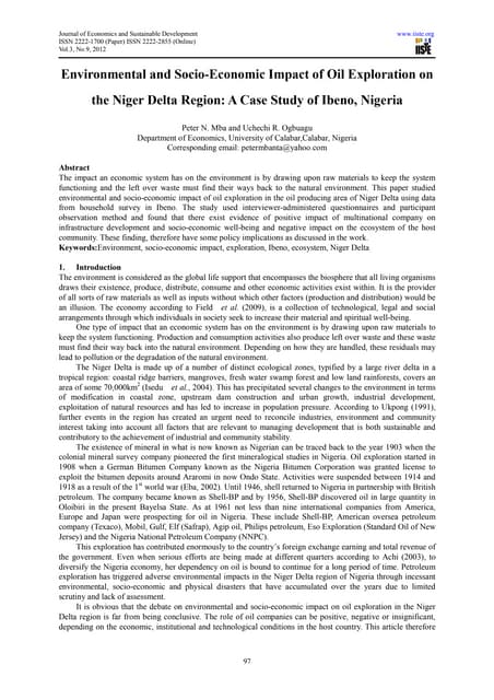 Environmental and socio economic impact of oil exploration on the niger delta...