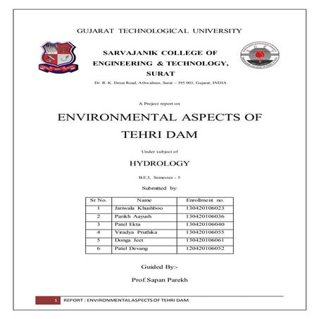 Environmental aspects tehri dam final