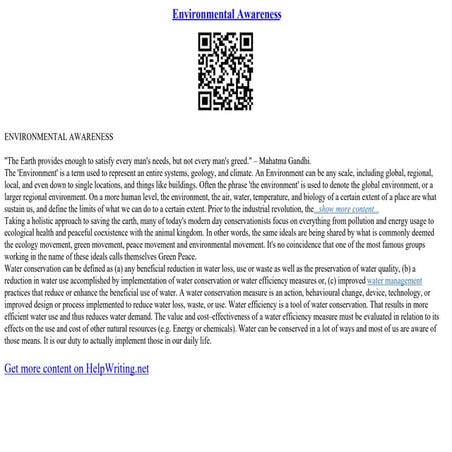 Environmental Awareness