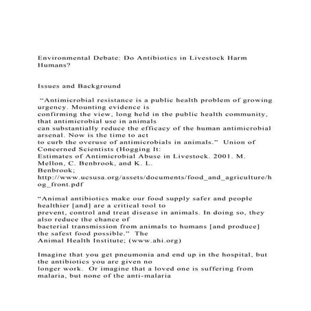 Environmental Debate Do Antibiotics in Livestock Harm Humans.docx