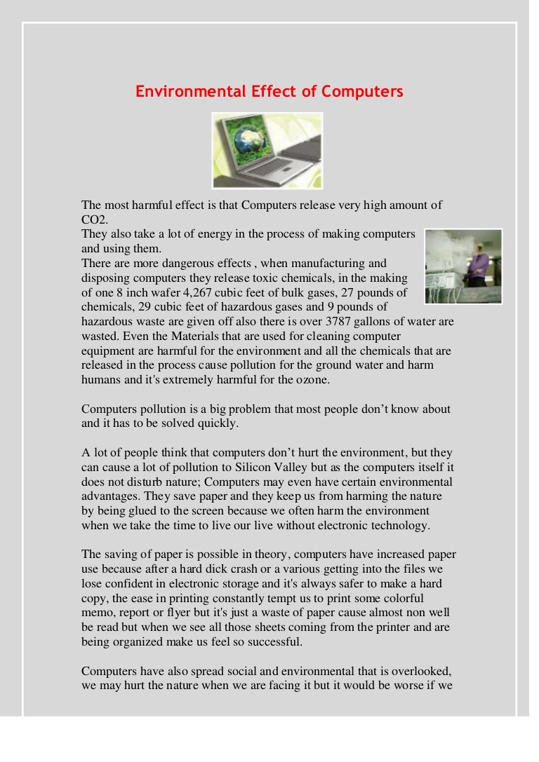 Environmental effect of computers