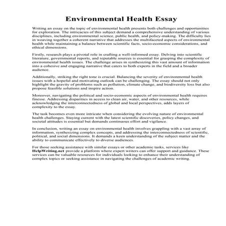 Environmental Health Essay
