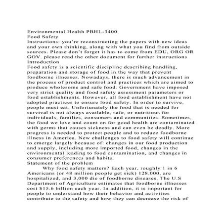 Environmental Health PBHL-3400Food Safety Instructions you’re.docx
