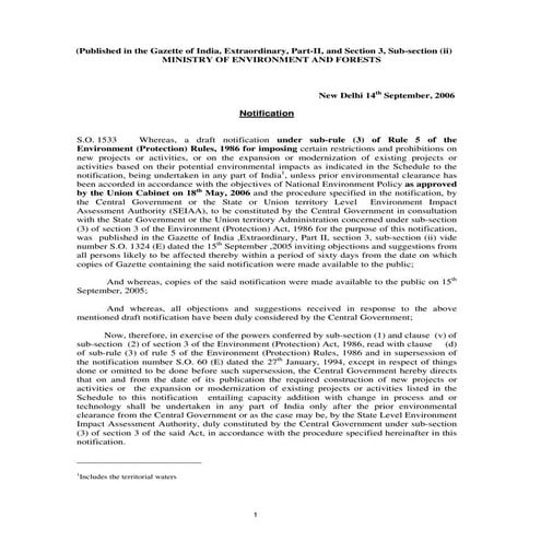Environmental impact assessment_notification_2006 | PDF