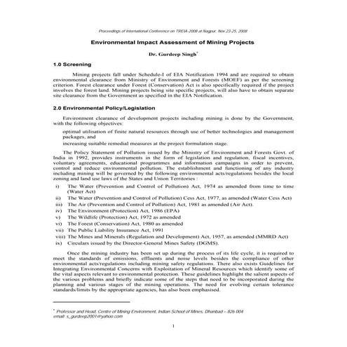 Environmental impact assessment of mining projects 17.03.09