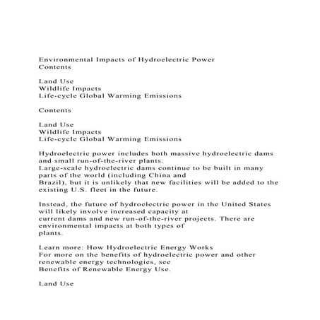 Environmental impacts of hydroelectric power | PPTX
