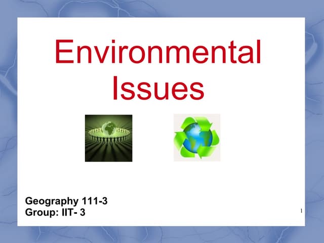Environmental issues