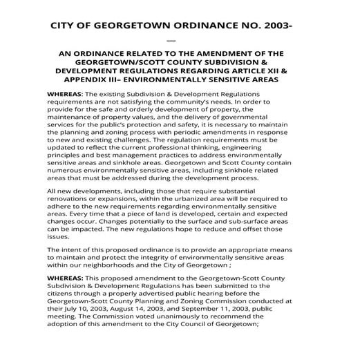 Environmentally sensitive areas