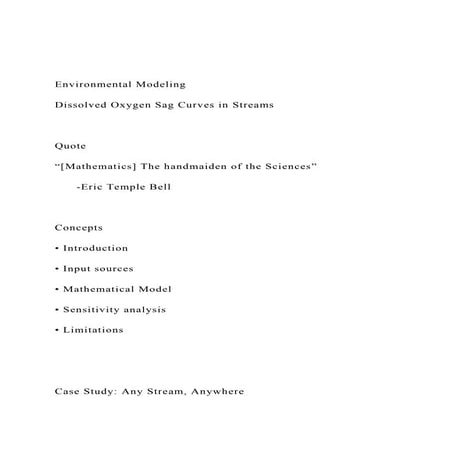 Environmental Modeling Dissolved Oxygen Sag Curves in Stre.docx