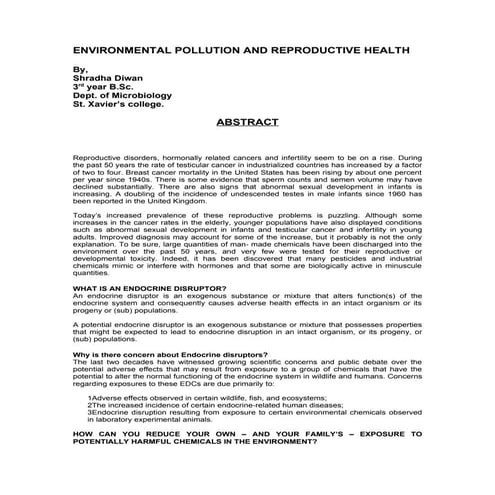 Environmental Pollution And Reproductive Health  Paper