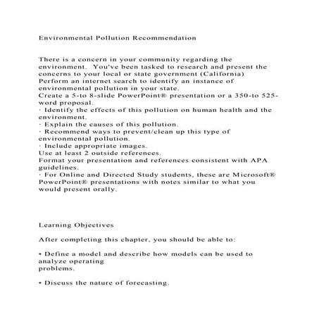 Environmental Pollution RecommendationThere is a concern in yo.docx