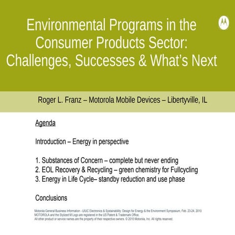 Environmental programs : Sustainable Electronics 