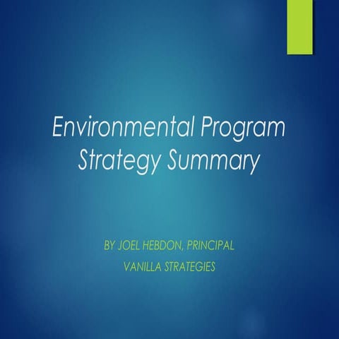 Corporate Environmental Program Strategy Briefing